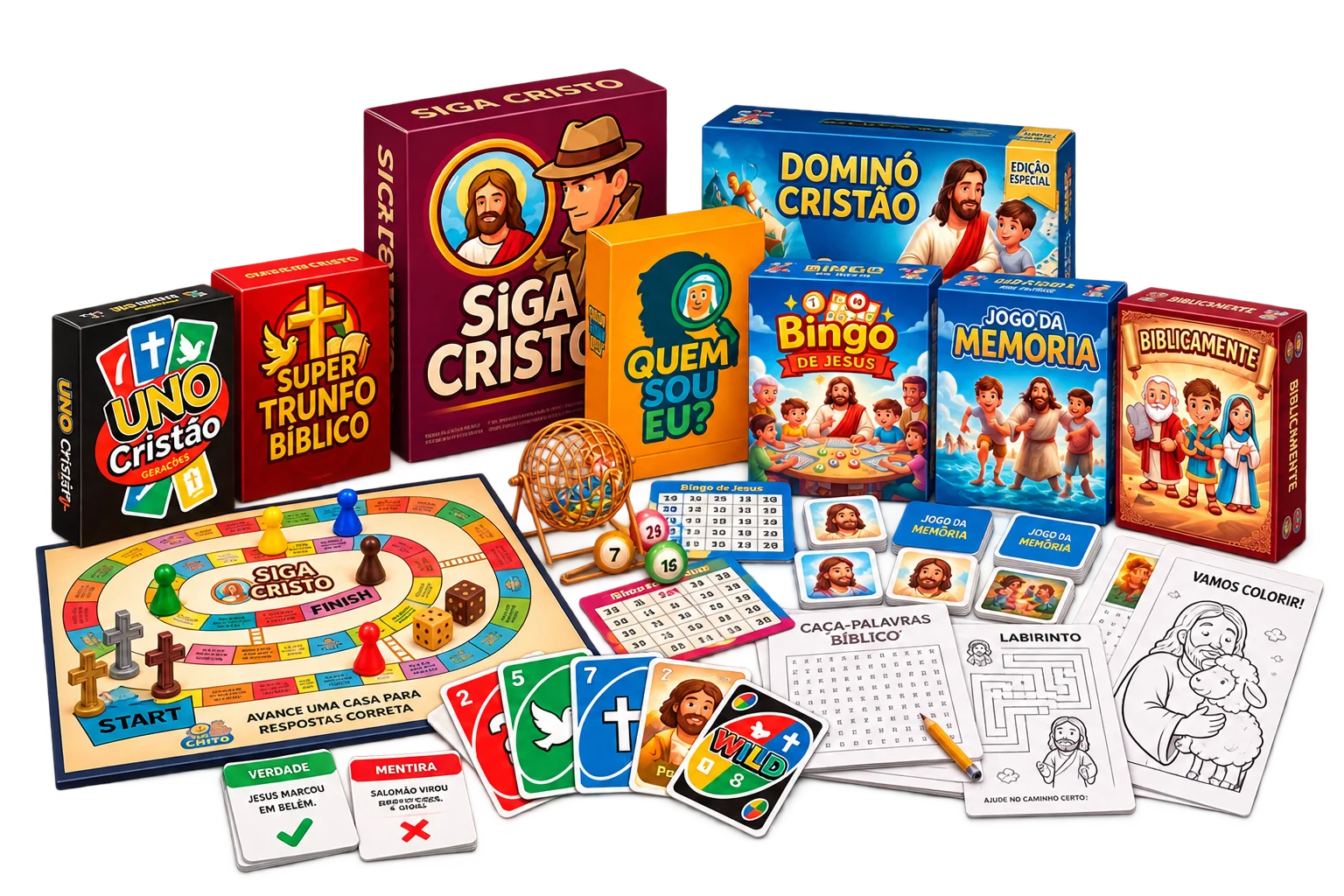 Kit de jogos e atividades bíblicas